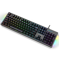Vente en gros, lumière latérale colorée, clavier filaire USB, ergonomique, rvb, rétro-éclairé, clavier mécanique de jeu pour PC portable, 104 touches