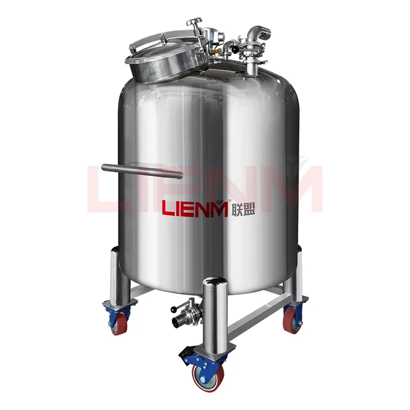 LIENM Stainless Steel Storage Tank Industrial Chemistry liquids Pneumatic Mixer 500L Mixing Tank With Agitator