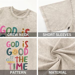 Foxa เสื้อยืดโอเวอร์ไซส์ของผู้หญิง God IS Good ตลอดเวลาเสื้อยืดวินเทจ100% ผ้าฝ้ายระบายอากาศ - Product Image 6