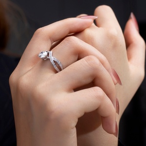 แหวนเพชรเมสซี่ 18k 1 กะรัต ทรงกลม เพชรเลี้ยงในห้องปฏิบัติการ เครื่องประดับผู้หญิง แหวนหรูหรา แหวนหมั้น สไตล์ - Product Image 6