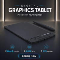 Tablette graphique ultra-fine 8192 niveaux de pression avec stylet sans batterie, interface USB, 5 raccourcis pour artistes numériques