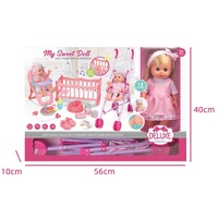 Samtoycn Poussette de poupée Reborn avec 12 sons, jouet pour jeu d'imitation, poupée en vinyle de 14 pouces qui boit et fait pipi, avec accessoires pour poupées filles
