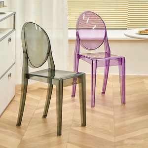 <span class=keywords><strong>Chaise</strong></span> transparente en plastique Devil – Conception légère et empilable <span class=keywords><strong>pour</strong></span> la maison, le bureau, les repas et les mariages (moderne et durable) - Product Image 1