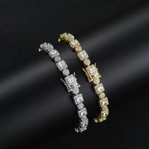 Square Round Mix-and-match Tennis <b>Bracelet</b> <b>Copper</b> Inlaid Zirconium Hip-hop Tanjing Fashion Lijing Necklace - Product Image 1