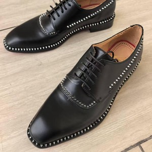 2026 <b>Men</b> Black Studded Oxford <b>Dress</b> Shoes Designer Inspired Lace-Up Formal Business Shoes Red Sole Wedding Footwear - Product Image 3