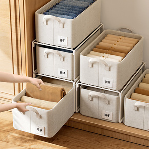 Clothing Organizer Rectangle Linen Foldable <b>Storage</b> <b>Box</b> For Wardrobe Pants <b>Drawer</b> - Product Image 4