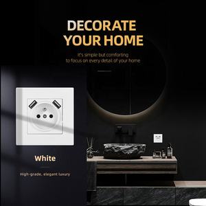 EU-Standard Moderne elektrische Steckdose Französische Steckdose mit 2 USB-Typ-A-Anschlüssen Verfügbar 86*86 PC-Steckdosen - Product Image 2