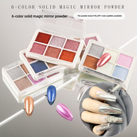Poudre à ongles AuroraPearl Chrome en 6 couleurs, effet miroir métallique, paillettes pour gel UV, acrylique, décoration d'ongles DIY, salon de manucure