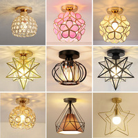 Lampe de couloir de luxe Design Vintage moderne Cage en métal luminaire en cristal îlot de cuisine plafonnier LED