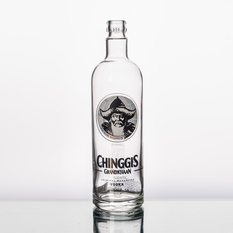 Clear Round Brilliant Mongolia Vodka Bottle 750ml - Premium Flint