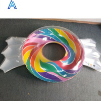 Bouée gonflable colorée en PVC imprimé pour piscine, flotteur de sauvetage pour l'été, jouet aquatique