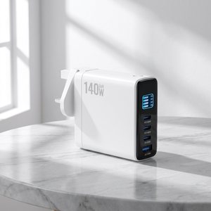 <span class=keywords><strong>Cargador</strong></span> Rápido GaN de 140W con <span class=keywords><strong>4</strong></span> Puertos PD 3.1, <span class=keywords><strong>Cargador</strong></span> de Pared con Pantalla Digital, Estación de Carga Rápida USB-C USB-A para Viajes, Hogar y Oficina - Product Image 2