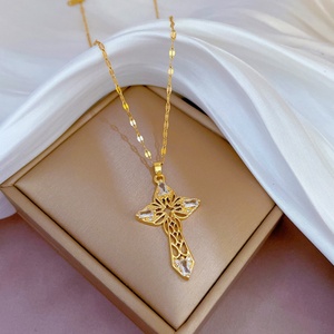 18K Gold Plated <b>Cross</b> Jesus Stainless Steel Necklaces Mix Lot Waterproof Cubic Zircon Jewelry Necklace Holiday Casual Accessory - Product Image 4