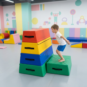 Large Colorful Kids Gymnastics Vaulting Box Indoor Stacking <strong>Foam</strong> Trapezoid Vaulting <strong>Trainer</strong> For Gym Daycare Seating Mat Set - Product Image 1
