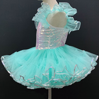 Blue Girls Sparkling Sequin Ballet Tutu Dress Costume de danse de scène de princesse pour enfants