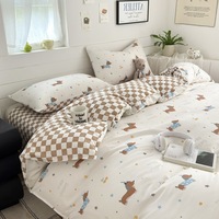 Ensemble de literie, housses de couette pour enfants, literie de dessin animé quatre pièces dortoir housse de couette Ins Set housse de drap taie d'oreiller housse de couette