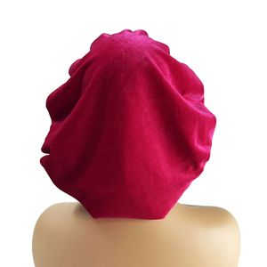 Nouveauté <span class=keywords><strong>Bonnet</strong></span> <span class=keywords><strong>de</strong></span> <span class=keywords><strong>nuit</strong></span> en velours d'hiver doux et moelleux à double couche élastique réversible en satin <span class=keywords><strong>de</strong></span> <span class=keywords><strong>soie</strong></span> pour femmes - Product Image 4