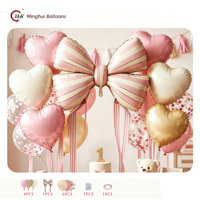 Set Balon Foil Pita Bergaris Balon Foil Hati Balon Lateks Konfeti Dekorasi Pesta Ulang Tahun Baby Shower Pernikahan Ulang Tahun