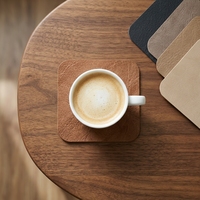 Sous-verres carrés vintage en cuir PU, résistants à la chaleur, antidérapants, pour tasses à café et à thé