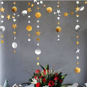 Guirlande de paillettes en papier rose doré, étoiles, pour fête d'anniversaire, décoration intérieure de chambre de fille - Product Image 5