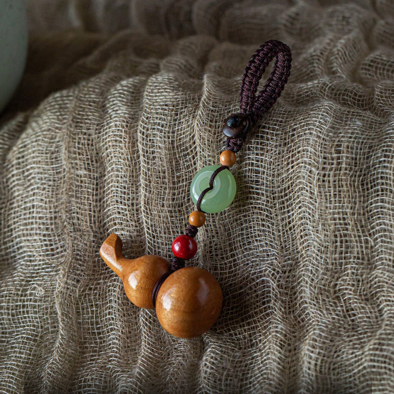 Peach wood gourd [Peace buckle] - palm rope