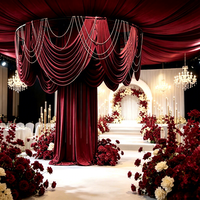 Tissu de draperie de luxe pour mariage, toile de fond haut de gamme rouge bordeaux, tissus de draperie sur mesure pour plafond d'événements de mariage