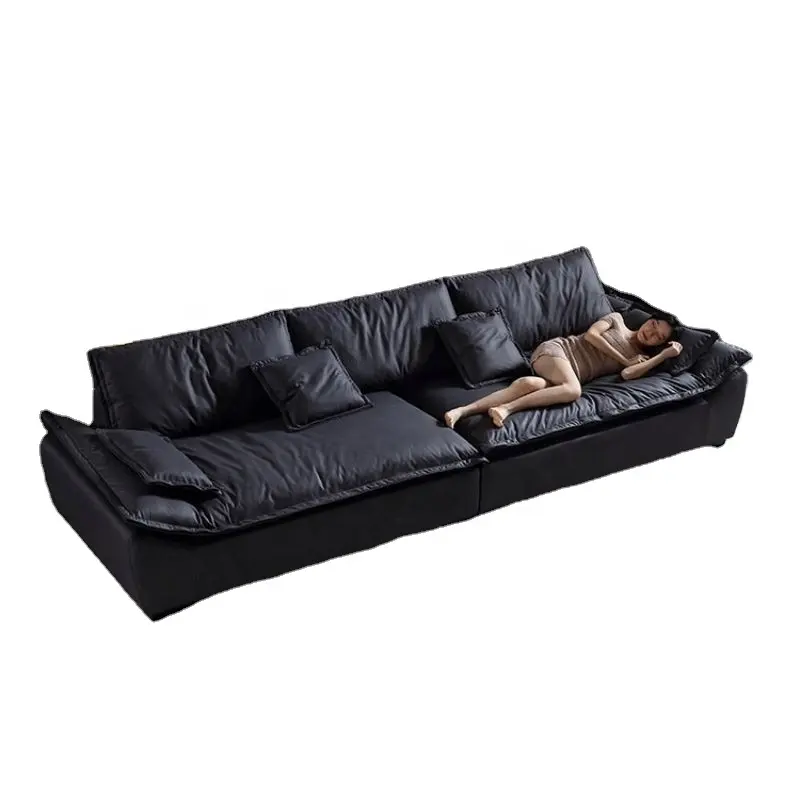 Juego de sofás reclinables de cuero minimalista italiano para sala de estar, muebles