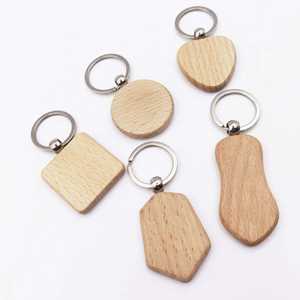 DZ Custom Personalized Blank Wooden Keychain for Engraving Rectangle Heart Diamond House Wood KeyChain Blank Wooden Tag <b>KeyRing</b> - Product Image 3