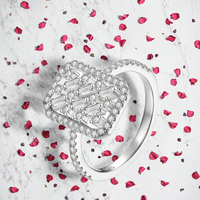 Ensemble de bagues classiques pour femmes en argent 925 avec moissanite taille princesse sertie à griffes pour anniversaire - Certifié GRA