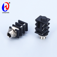 Conector de Audio LianZhan Negro de Latón y Nylon 6.35, Conector Hembra de 6 Pines para Montaje en PCB, Conector Estéreo de 1/4 para Teléfono