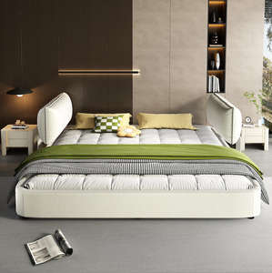 <span class=keywords><strong>Letto</strong></span> King Size con Testiera Imbottita Oversize Movibile, <span class=keywords><strong>Letto</strong></span> Rivestito in Ciniglia con Angoli Arrotondati - Product Image 5
