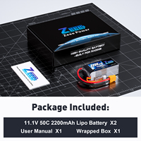 Batterie Lipo Zeee 3S 2200mAh Shorty 11.1V 50C avec connecteur XT60 pour voiture RC 1/16 Slash, camion de bashing