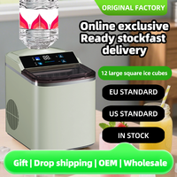Machine à glaçons électrique professionnelle portable de comptoir en plastique, 16 kg/24h, fabrication rapide de glaçons durs, automatique, pour usage domestique, vente en gros