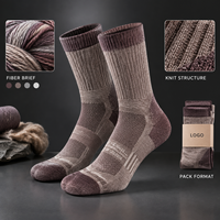 Chaussettes de randonnée en mélange de laine et de fibres écologiques, couleur prune taupe, en laine et nylon, tricotées avec contrôle de la maille, talon et bout renforcés, entretien facile, taille personnalisée