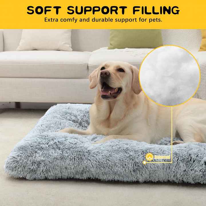 Curated visual reference: Faux Fur Crate Sheet For Dogs Reference: Wholesale Custom Washable Fluffy Faux Fur Pet Dog Crate Pad