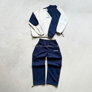 Custom Men <b>Patchwork</b> Design Nylon <b>Jackets</b> and Nylon Pants Set Streetwear Windbreaker Tracksuit Men Waterproof Windbreaker Set - Product Image 2