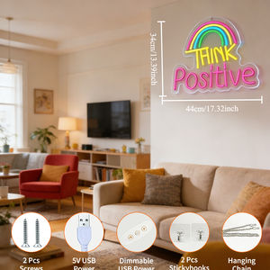 Letrero LED <span class=keywords><strong>de</strong></span> Neón con Diseño <span class=keywords><strong>de</strong></span> Arcoíris 'Think Positive', Alimentado por USB, Regulable, Decoración <span class=keywords><strong>de</strong></span> Pared para Hogar, Sala <span class=keywords><strong>de</strong></span> Estar, Cafetería, Estudio, Fondo <span class=keywords><strong>de</strong></span> Fiesta - Product Image 2