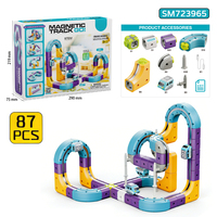 SamToyCn Juego Educativo SETM, Pista de Carreras de Bloques, Tren Eléctrico, Pista de Carreras Flexible Mágica 3D para Niños con Antigravedad
