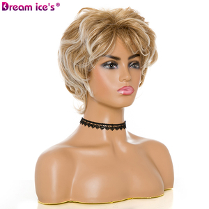 <span class=keywords><strong>Dream</strong></span>.Ice, venta al por mayor, peluca de pelo sintético de corte pixie corto para mujer con flequillo Rubio mixto, pelucas de fiesta onduladas en capas - Product Image 3