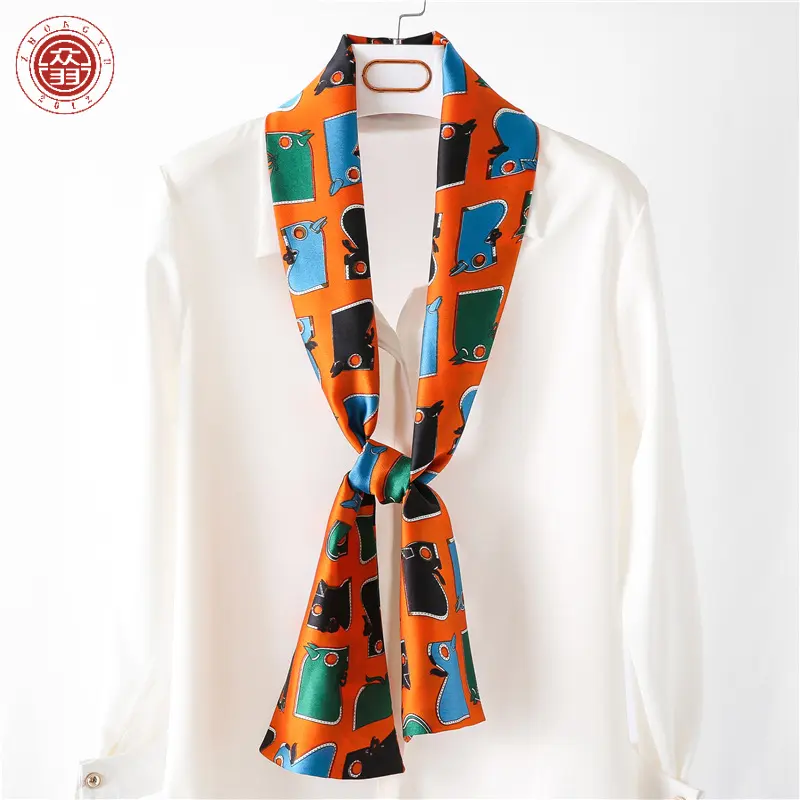 Zhong Yu wholesale silk scarf small long strip spring summer narrow and long hair ribbon fashion suit scarf wrap