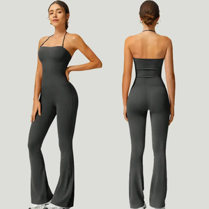 Hot Selling Women's Peach Butt Sports Jumpsuit with Halter Quick Dry Beauty Back Tight Sleeveless <strong>Yoga</strong> <strong>Bodysuit</strong> for Fitness - Product Image 1