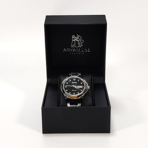 Boîte de montre élégante en carton rigide et papier noir de luxe Emballage cadeau personnalisé à rabat Laminage mat Gaufrage directement à l'usine - Product Image 3