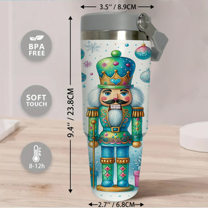 Gobelet isotherme de 30 oz en acier inoxydable, imprimé UV, motif <span class=keywords><strong>casse</strong></span>-<span class=keywords><strong>noisette</strong></span> de Noël coloré et mignon, avec poignée, pour les fêtes d'hiver et les voyages, écologique - Product Image 4