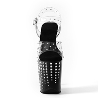 Chaussures de pole dance 20 cm (8 pouces) à strass ombrés, talons transparents en PVC pour strip-teaseuses, plateforme transparente, talon aiguille, logo personnalisé
