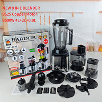 Mixeur Robot Culinaire Blender Professionnel SILVER CREST BARDEFU 6-en-1 ou 8-en-1, 3L 4L, 9500W, Haute Résistance, Machine à Jus