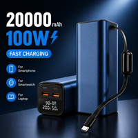 Batterie externe 20000 mAh 100W, chargeur d'accessoires pour téléphones, montres connectées et ordinateurs portables, batterie externe pour téléphone OEM