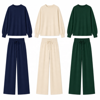 Vente en gros de vêtements pour femmes, ensemble deux pièces en tricot personnalisé ODM, col rond, manches longues, pantalon, pour l'automne et l'hiver