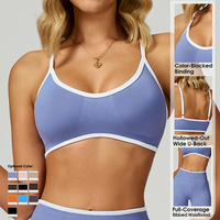 Legging Seamless High Waist Wanita untuk Olahraga dan Sport Bra Fitness Warna Baru Model Color Blocking Pakaian Olahraga Gym Set Yoga 2 Potong