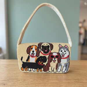 Bolso de Hombro con Diseño de Perro con Cuentas, Cierre de Solapa Hecho a Mano, Bonito y Práctico para Uso Diario - Product Image 2
