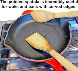 Ensemble d'ustensiles de cuisine en bambou antiadhésifs : cuillère ajourée, spatule et pince de cuisine – Vente en gros - Product Image 4